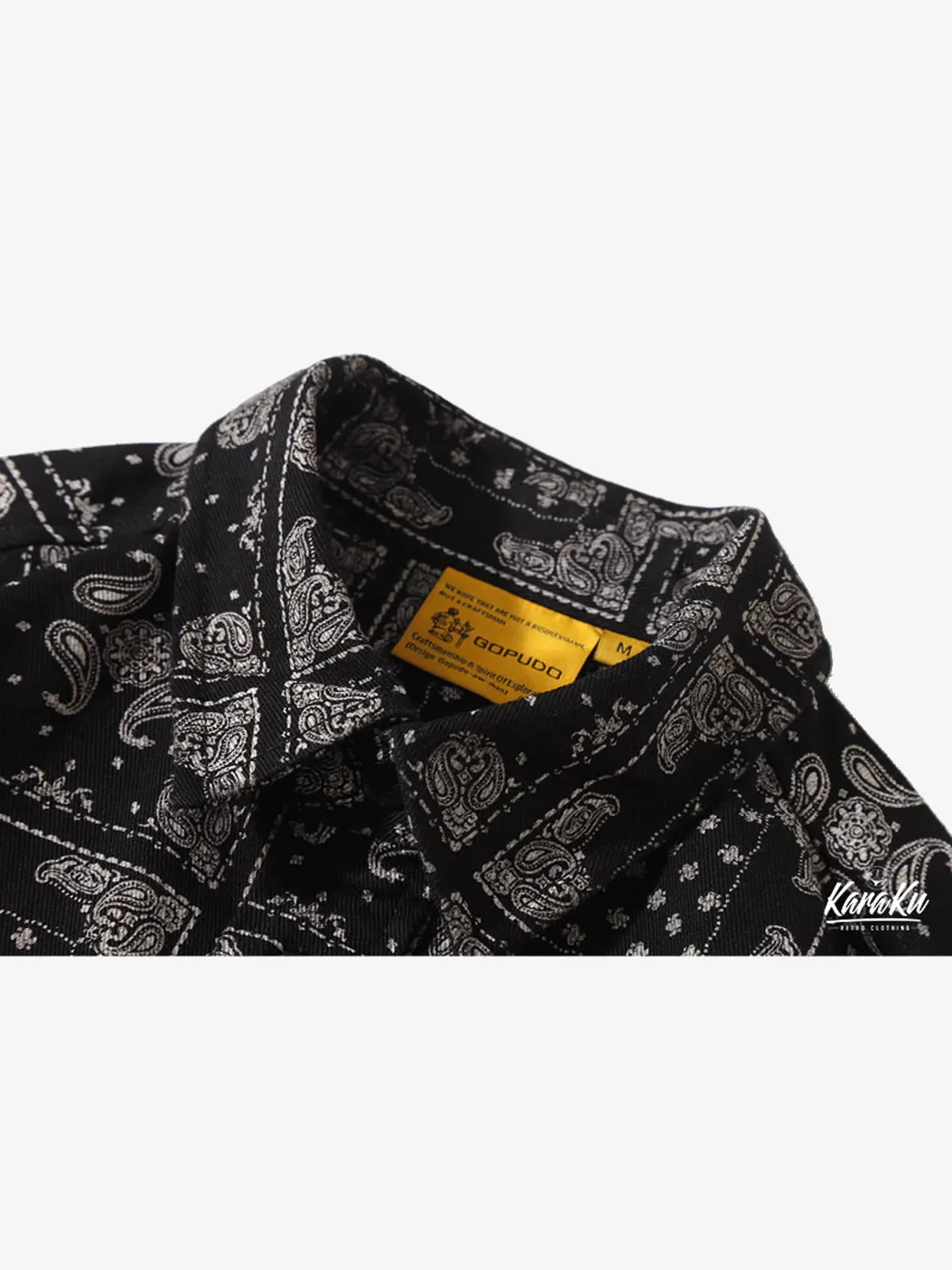 Elbow Patch Paisley Pattern Work Shirt