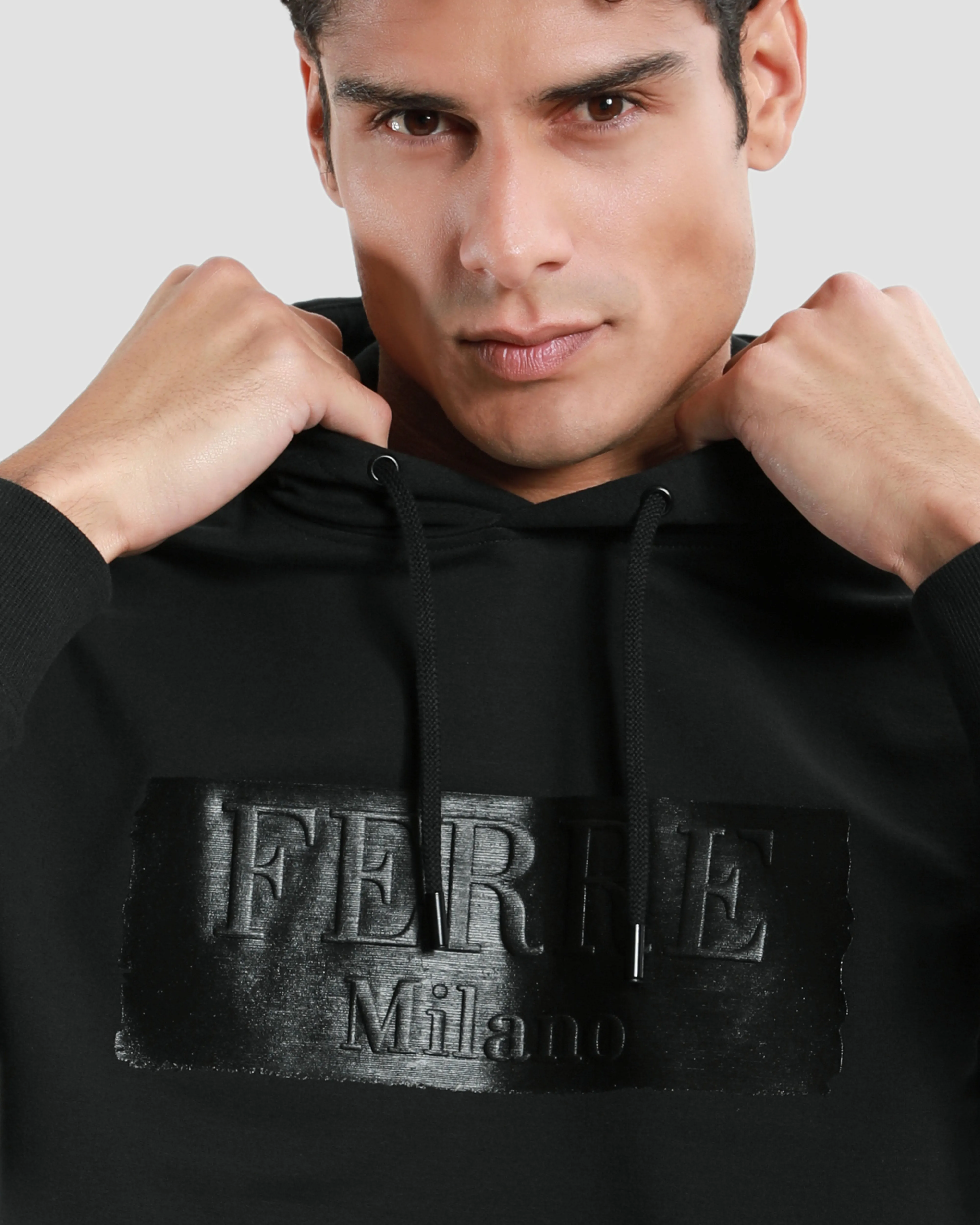 Embossed Front Hoodie Sweatshirt