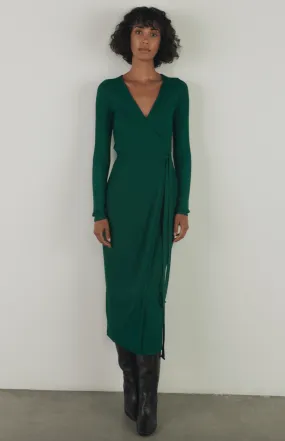 Enza Costa A Coste Wrap Dress in Dark Emerald