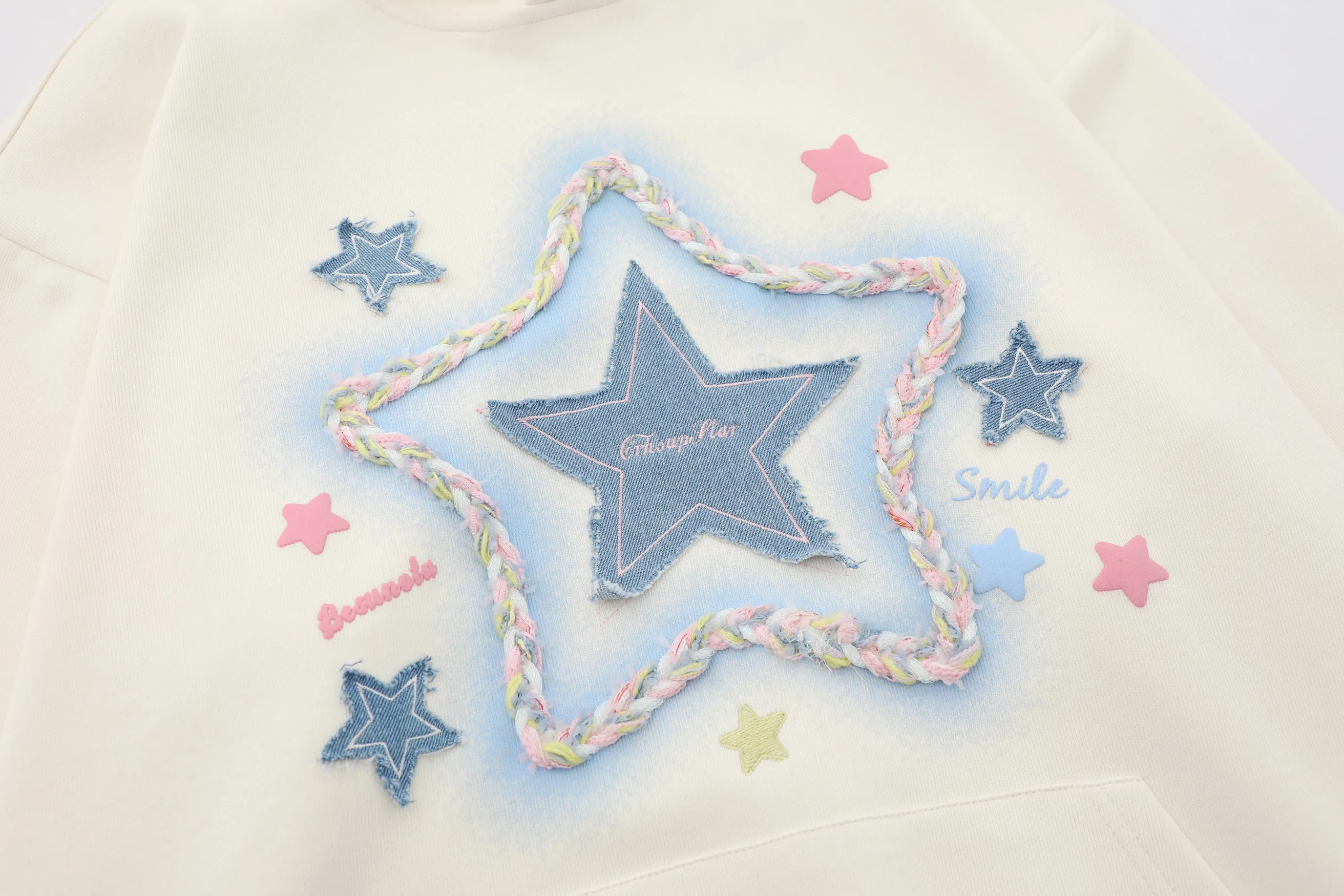 Faire Echo cotton doodle star print hoodie