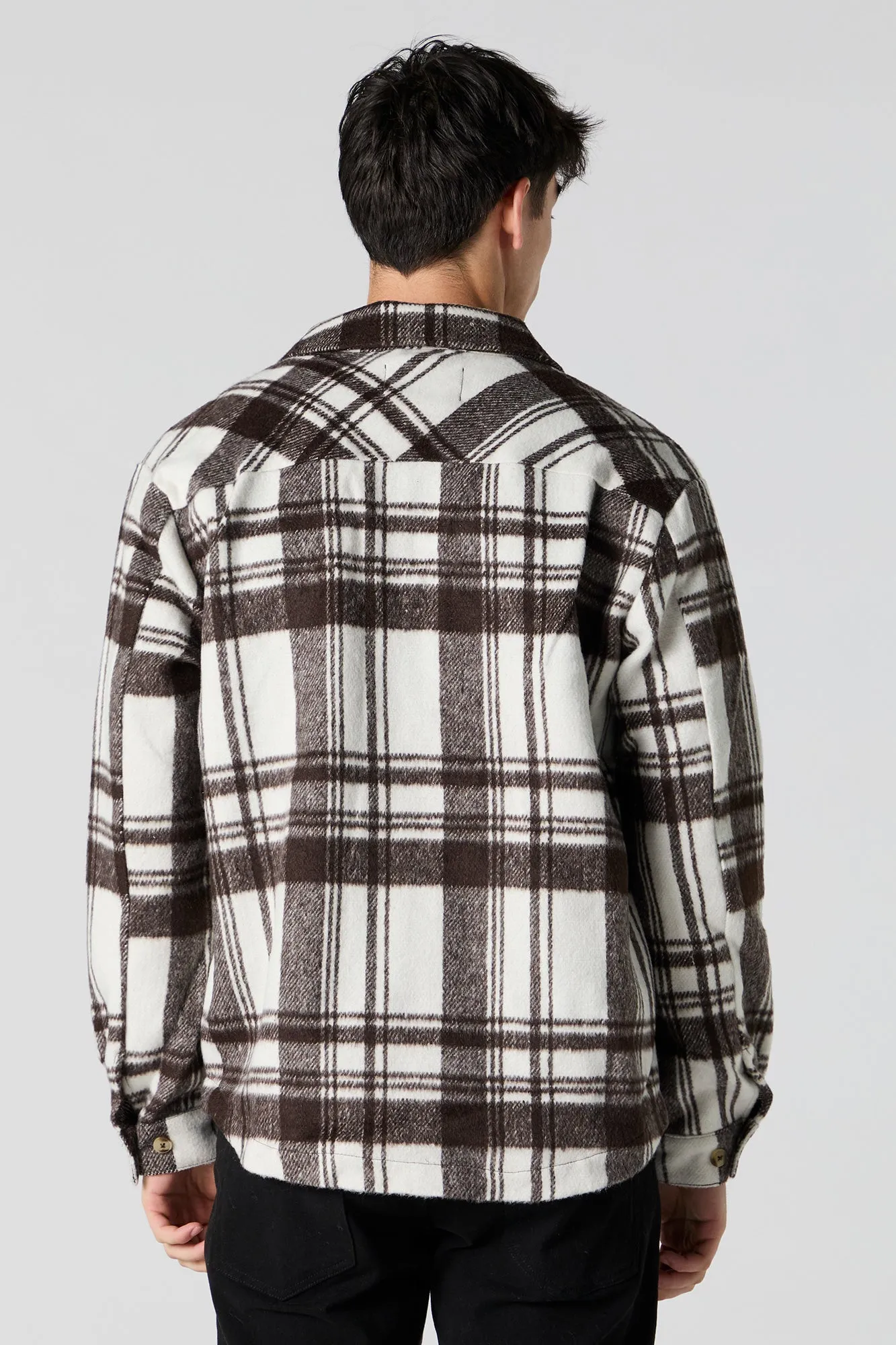 Faux Mohair Plaid Shacket