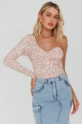 Fifi One Sleeve Bodysuit Leopard Rose