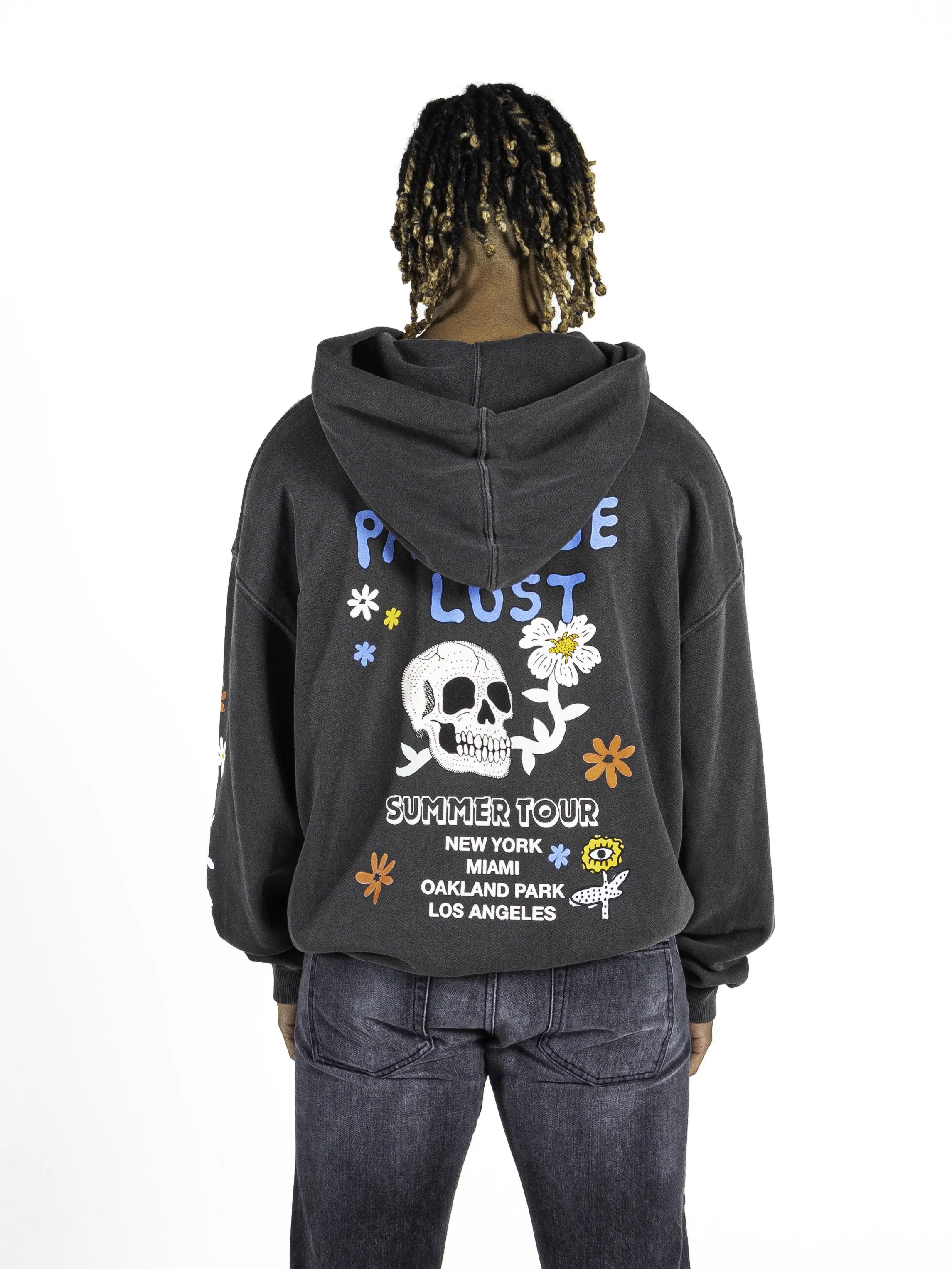 Floral Skull Hoodie - Black