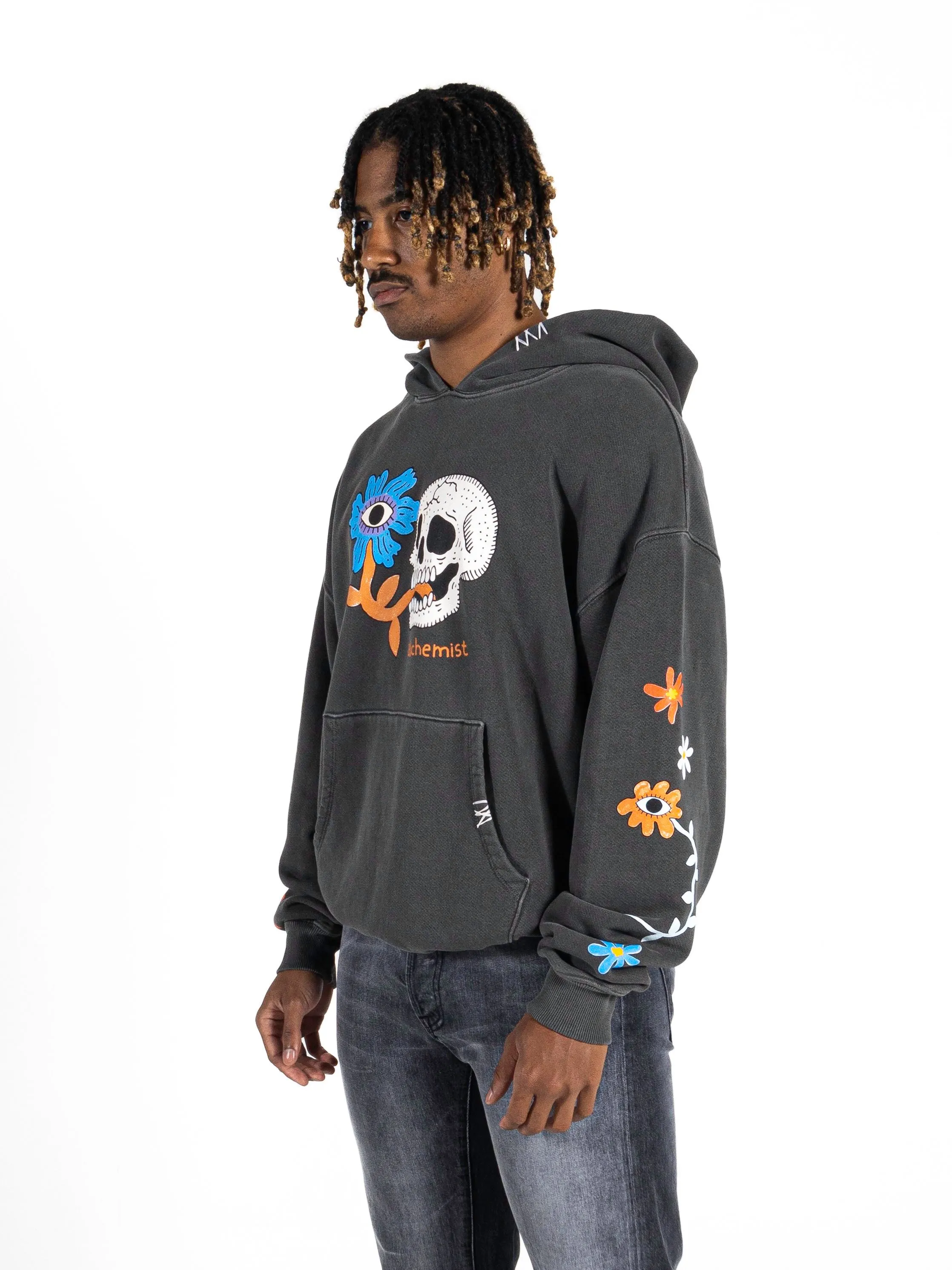 Floral Skull Hoodie - Black