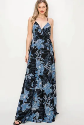 Floral Sleeveless Wrap Maxi Dress