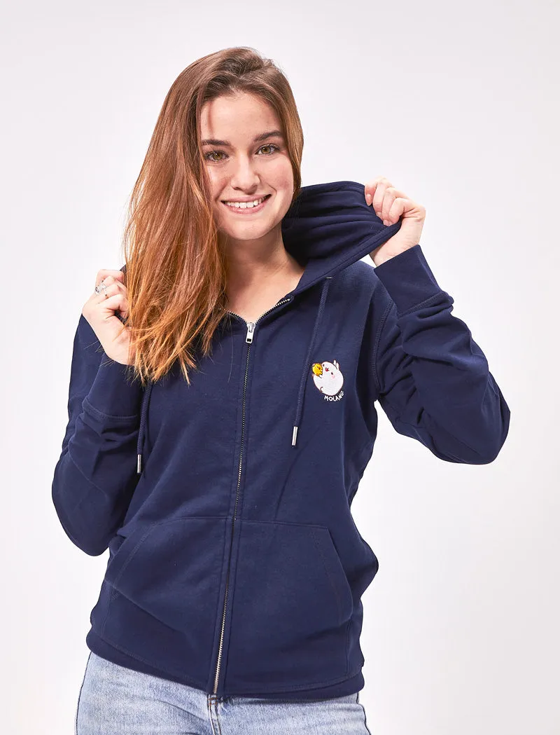 Free Hugs Molang and Piu Piu Embroidered Zip Hoodie