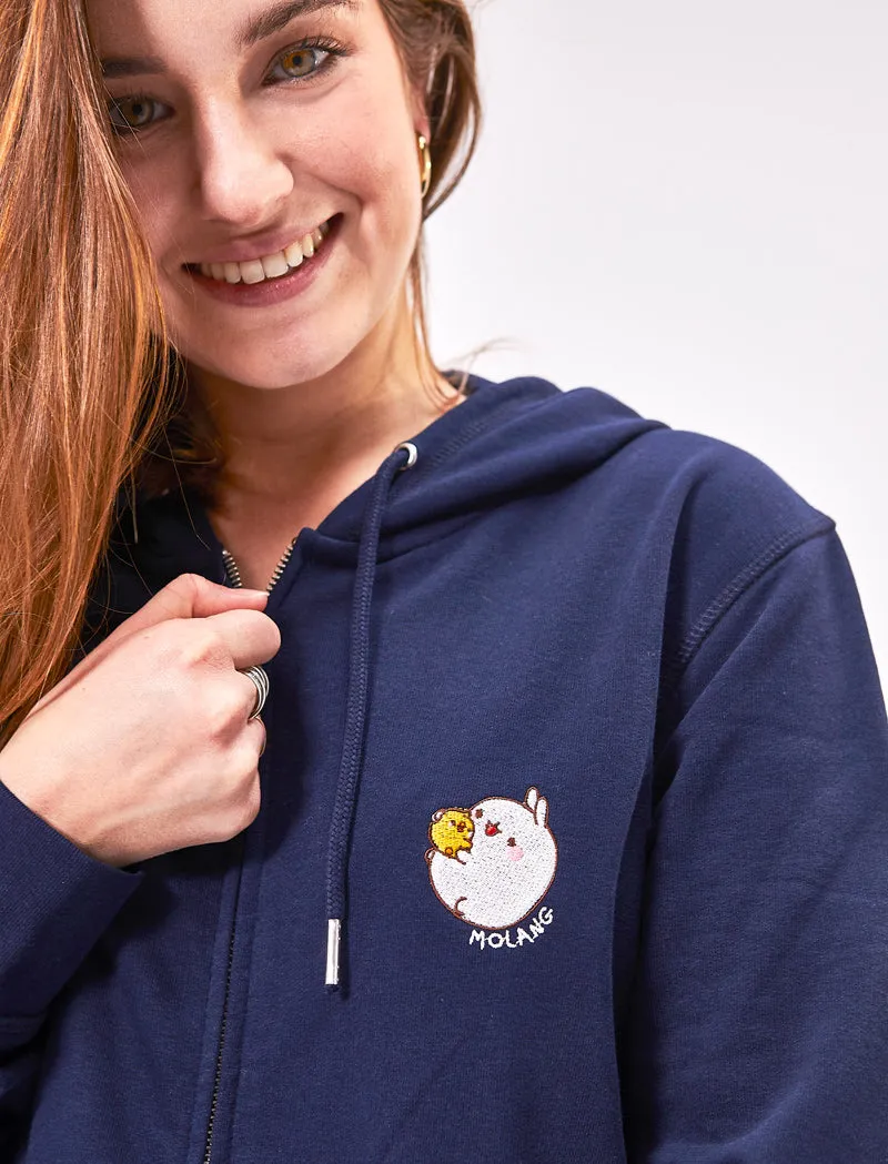 Free Hugs Molang and Piu Piu Embroidered Zip Hoodie