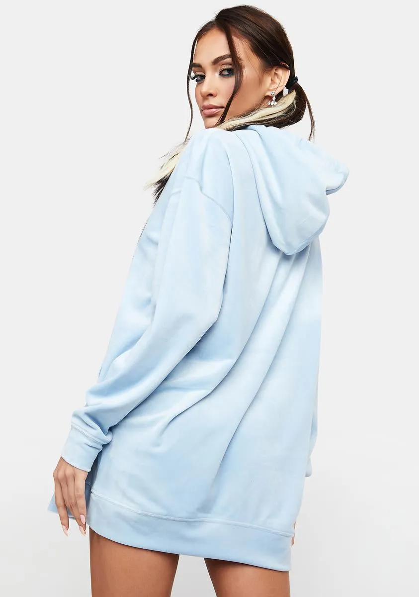 Frosted Big Bling Velour Hoodie Dress