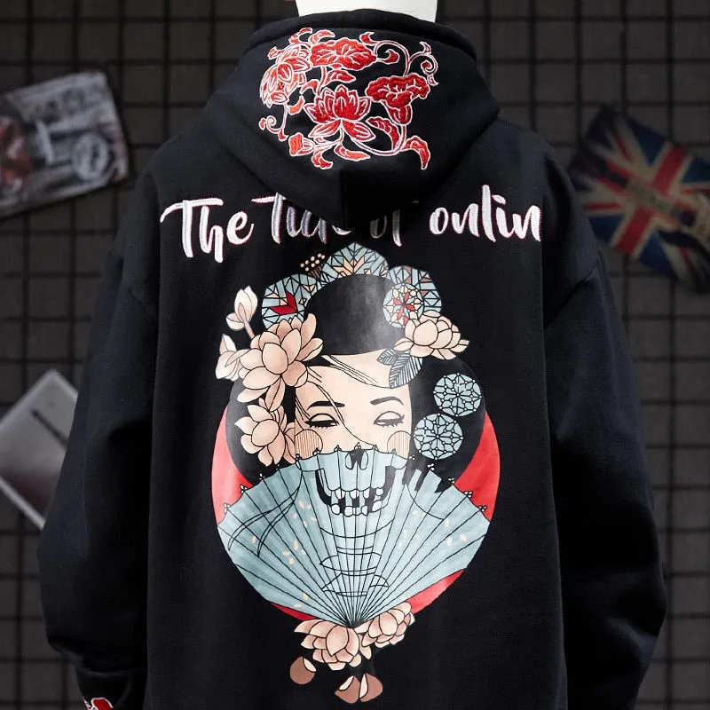 Geisha Print Hoodies