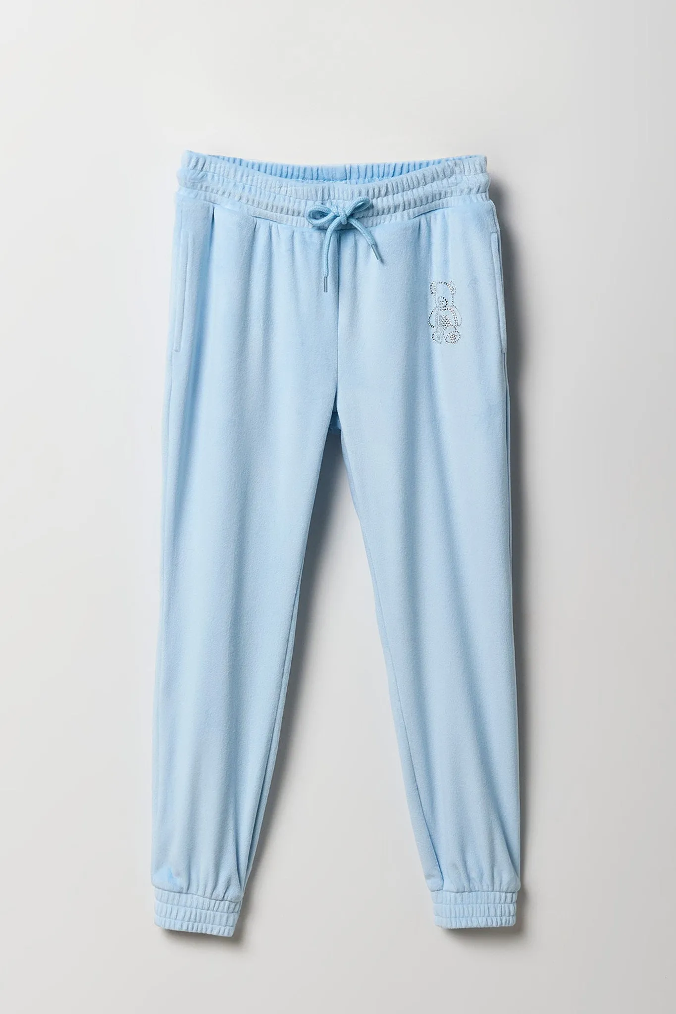 Girls Velour Rhinestone Jogger