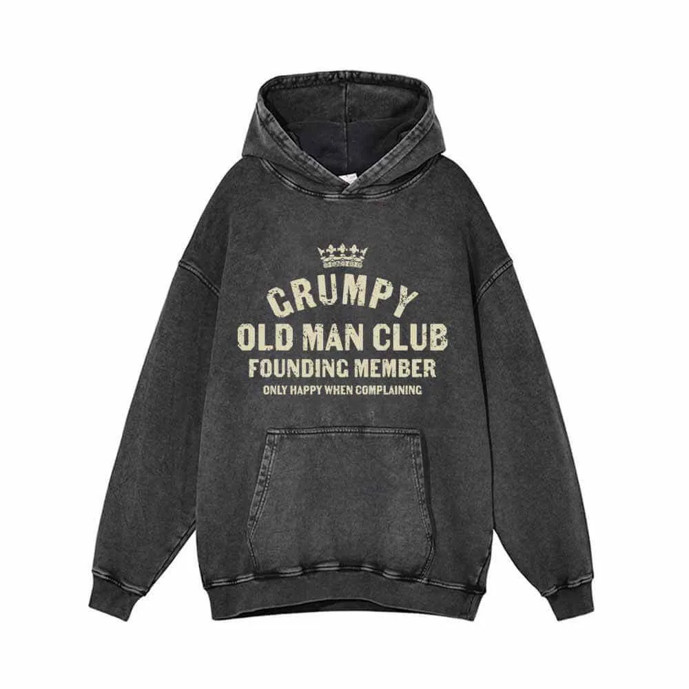 Grumpy Old Man Club Founding Member Vintage Washed Hoodie