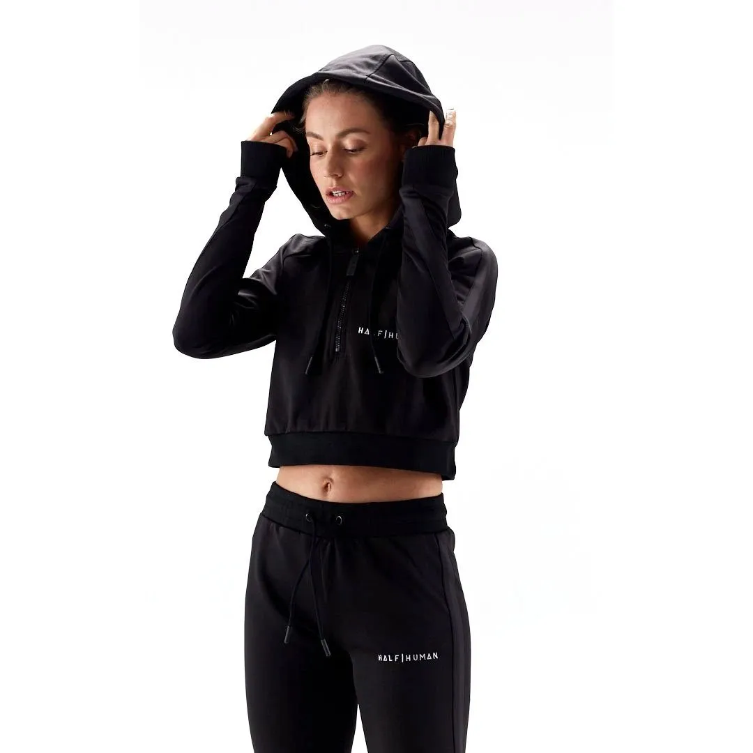 Half Human Ladies Cropped Poly Tracksuit Hoodie