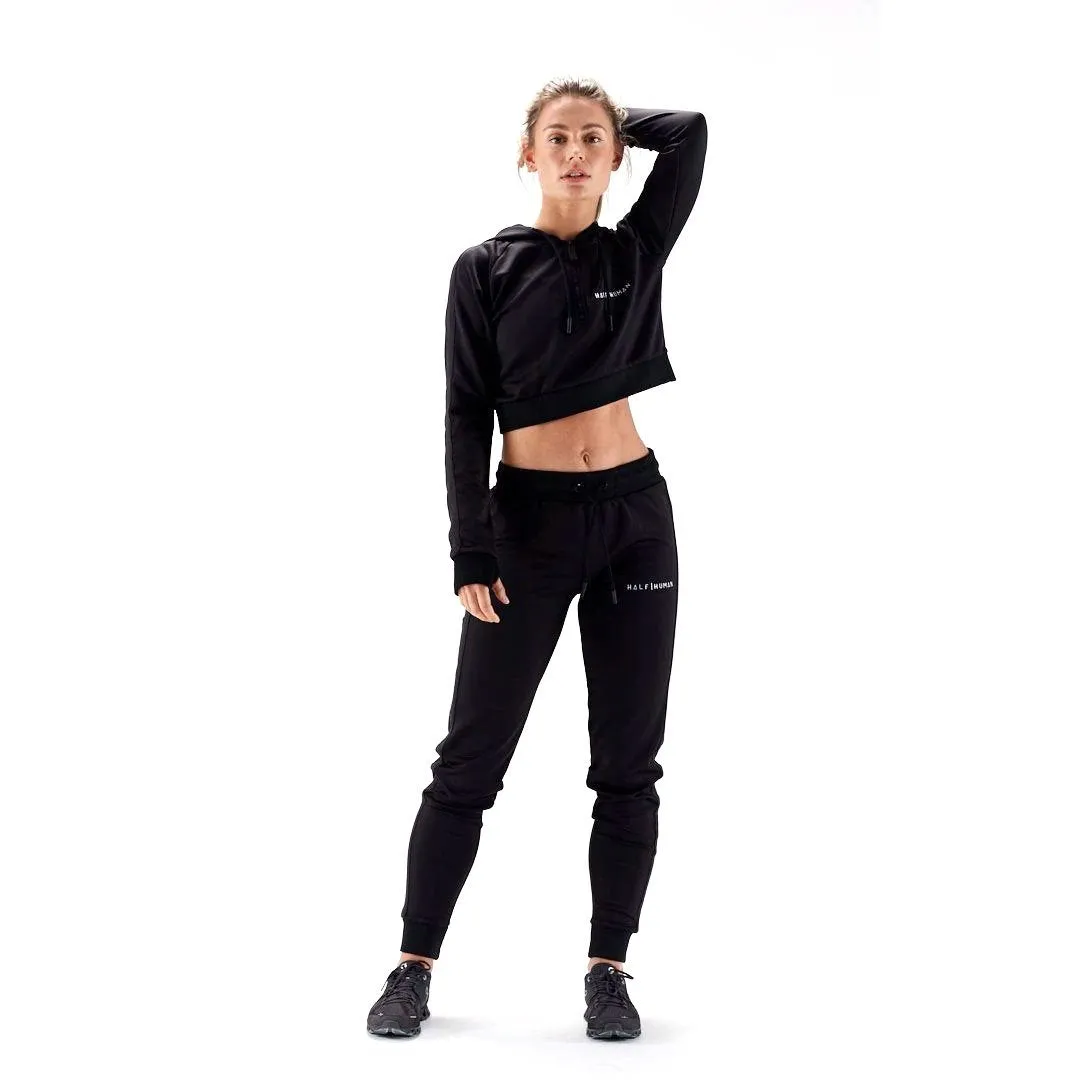 Half Human Ladies Cropped Poly Tracksuit Hoodie