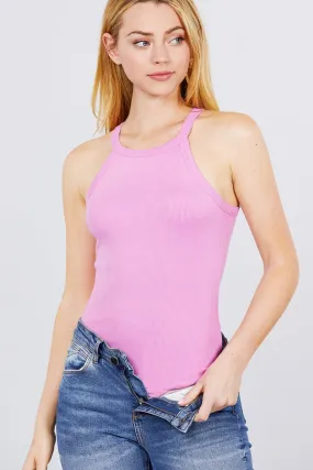 Halter Neck Rib Knit Bodysuit