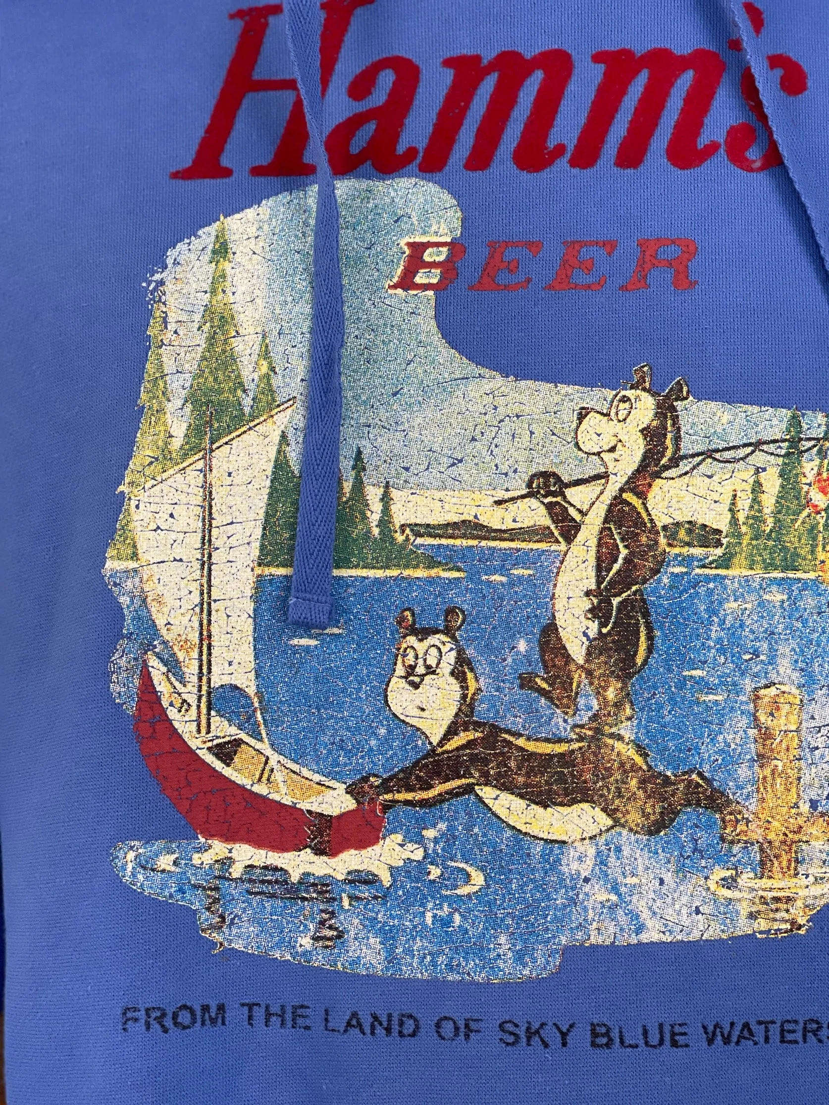 Hamm's Sailboat Bear Hoodie- Royal Blue