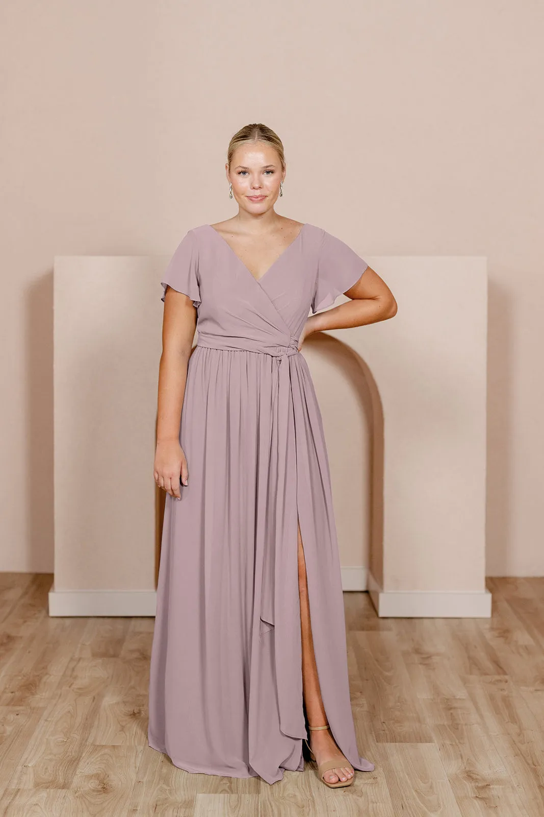 Harper Chiffon Faux Wrap Dress | Made To Order