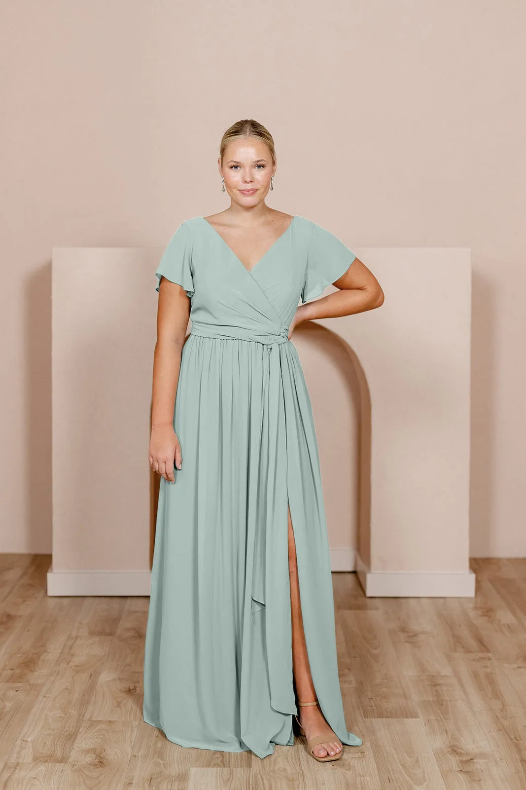 Harper Chiffon Faux Wrap Dress | Made To Order