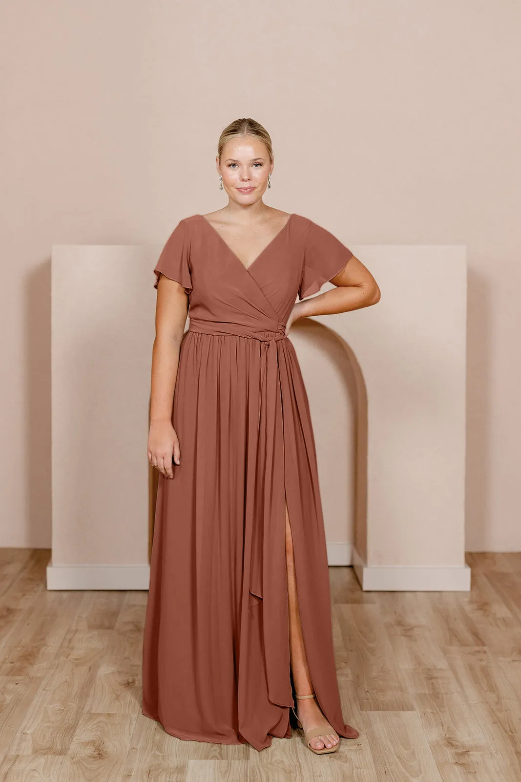 Harper Chiffon Faux Wrap Dress | Made To Order