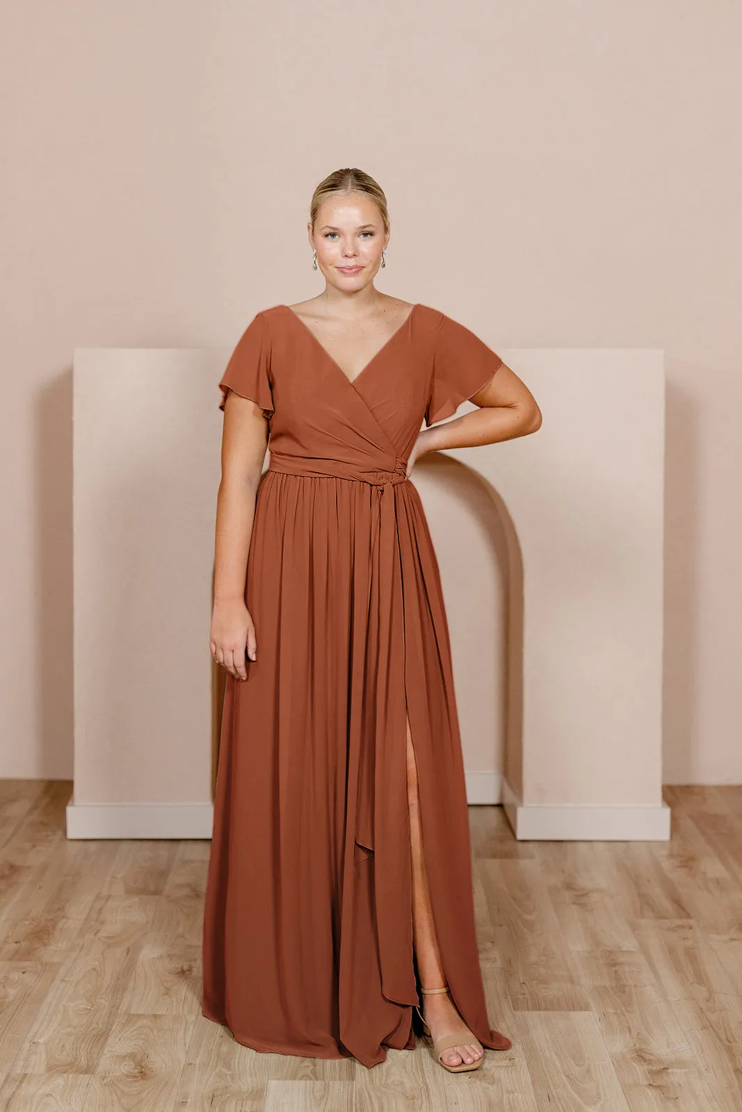 Harper Chiffon Faux Wrap Dress | Made To Order