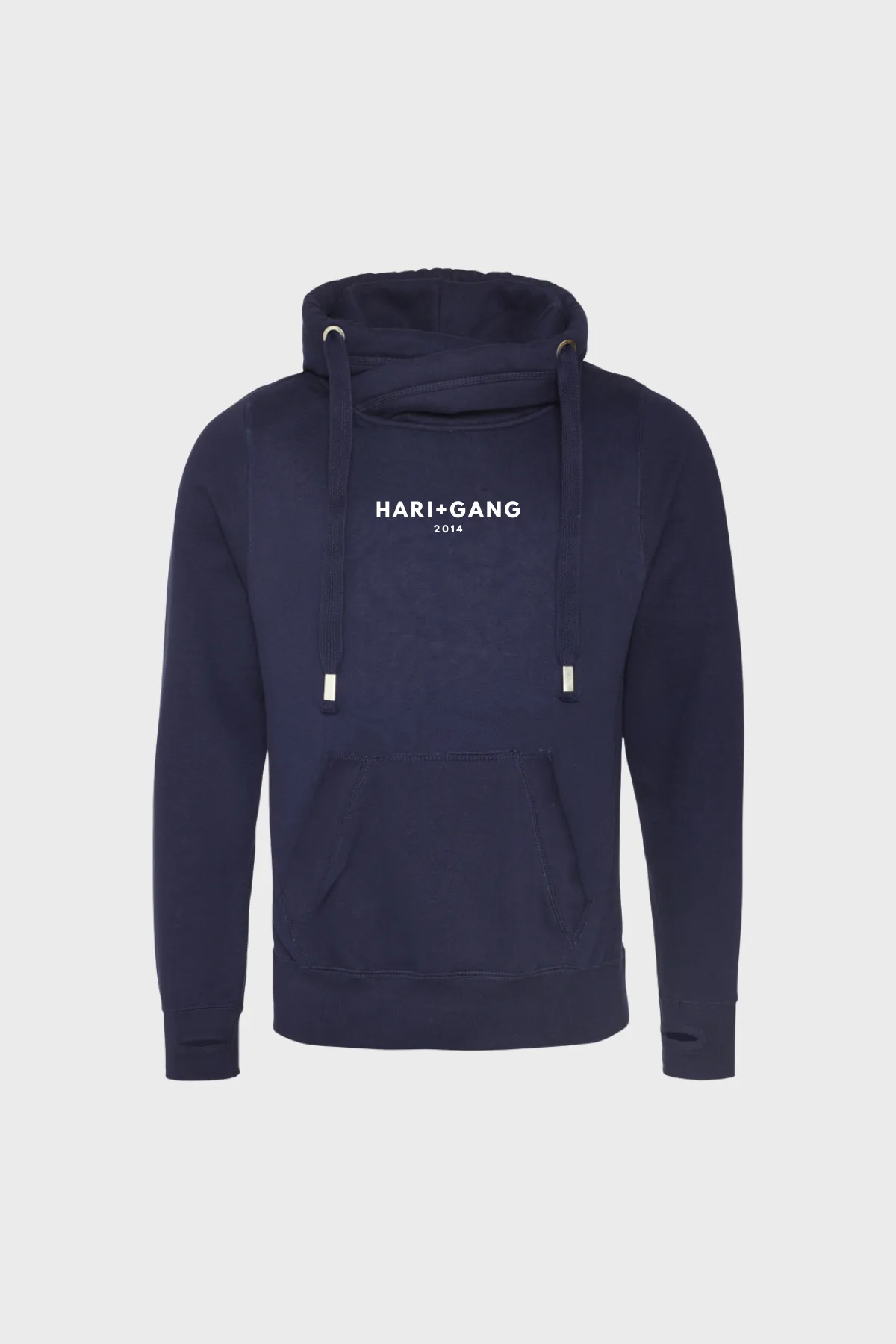 HATG Navy Logo Cowl Neck Hoodie