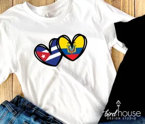 Hearts with Hispanic Heritage Flag Shirt, Any Country Flags