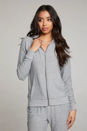 Heather Grey Long Sleeve Raglan Zip Up Hoodie