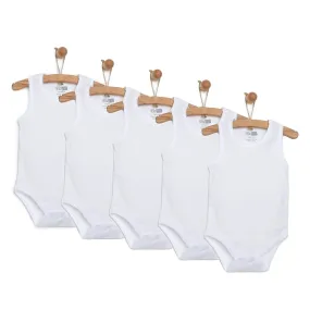 HelloBaby Sleeveless Baby Bodysuit 5 pcs - White