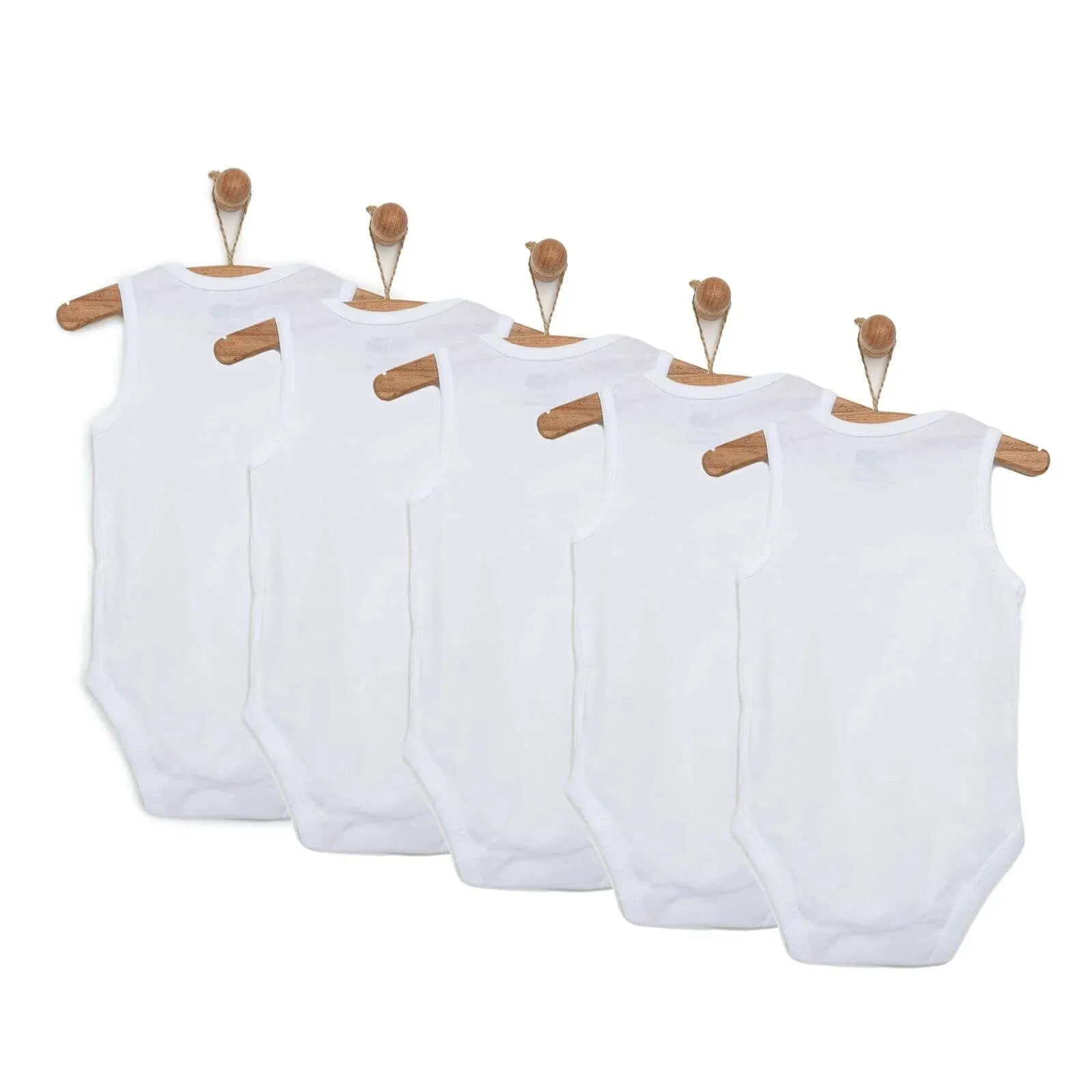 HelloBaby Sleeveless Baby Bodysuit 5 pcs - White