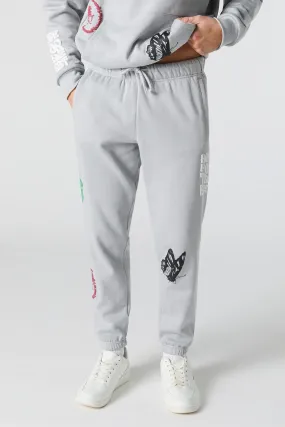 Hope for Best Puff Print Fleece Jogger