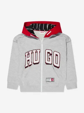 Hugo Boys Logo Zip Up Top in Grey