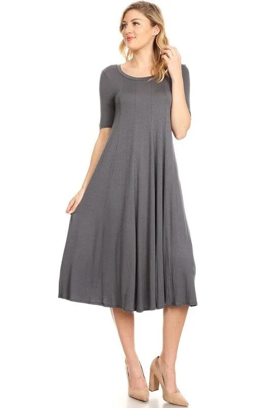 Jersey knit short sleeve oversized a-line dress