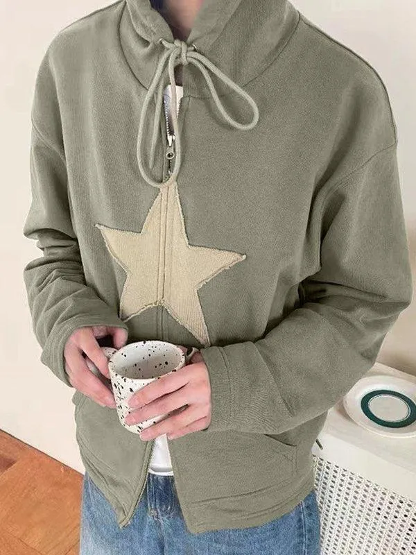 Joskaa Vintage Star Patch Baggy Zip Up Hoodie