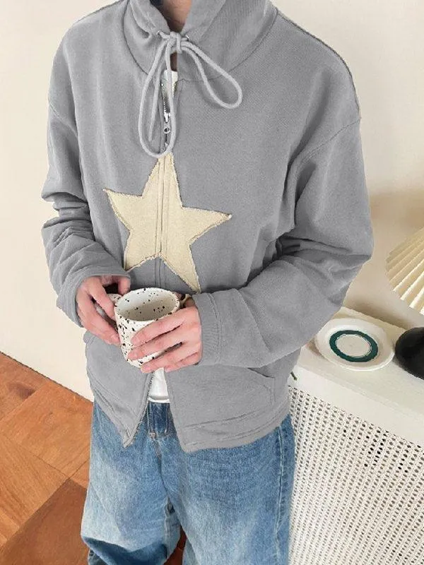 Joskaa Vintage Star Patch Baggy Zip Up Hoodie