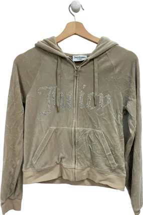 Juicy Couture Beige Velour Hoodie UK S