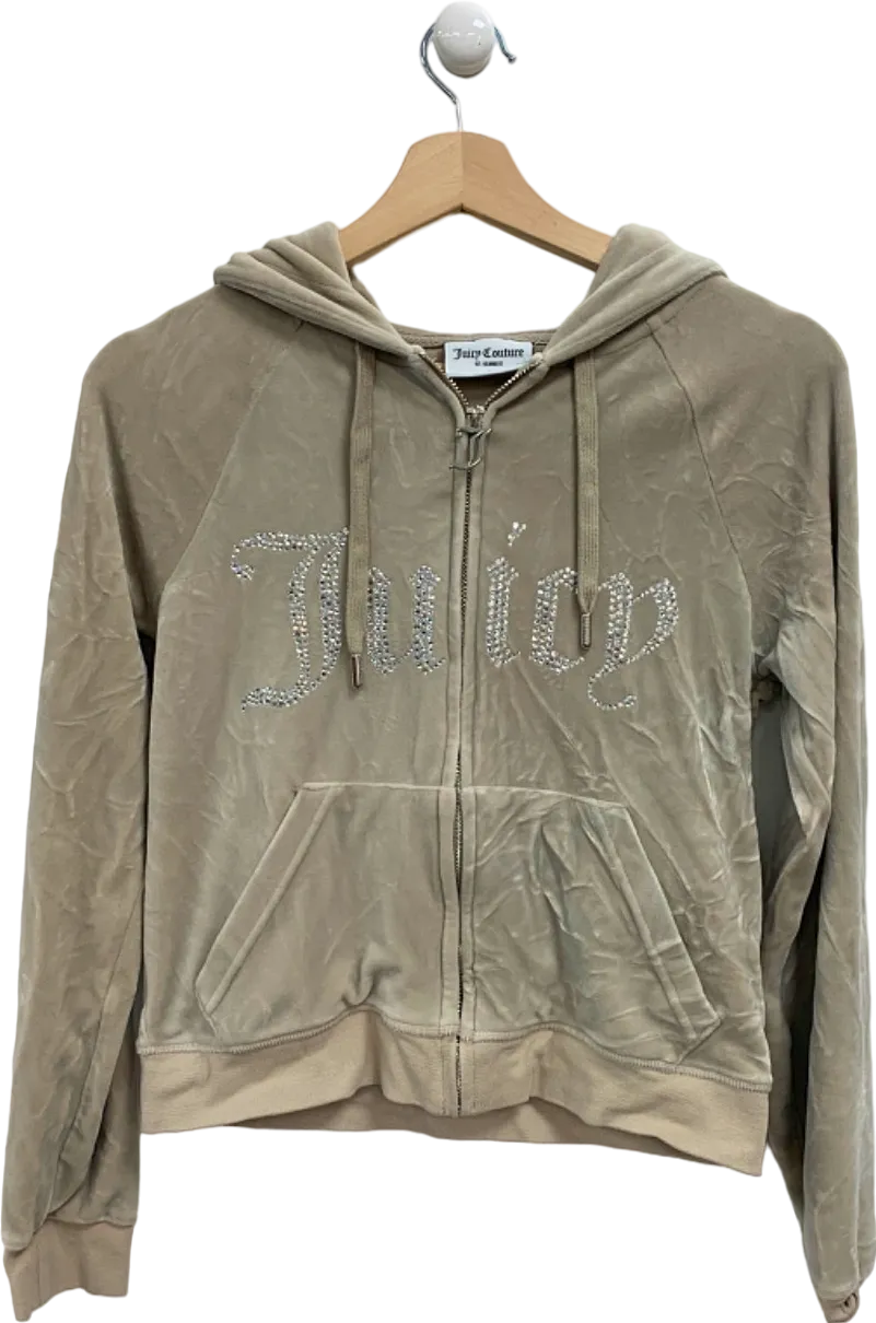 Juicy Couture Beige Velour Hoodie UK S