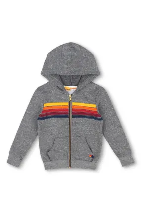 KID'S 5 STRIPE HOODIE - HEATHER GREY