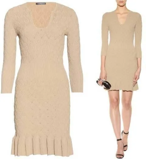 Knit Textured Stretchy Wool Dress