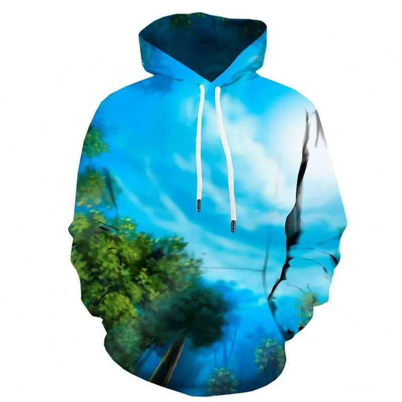 Landscape Sweatshirts men Sky Hooded Casual Number Sweatshirt Printed Graffiti Hoodie Print