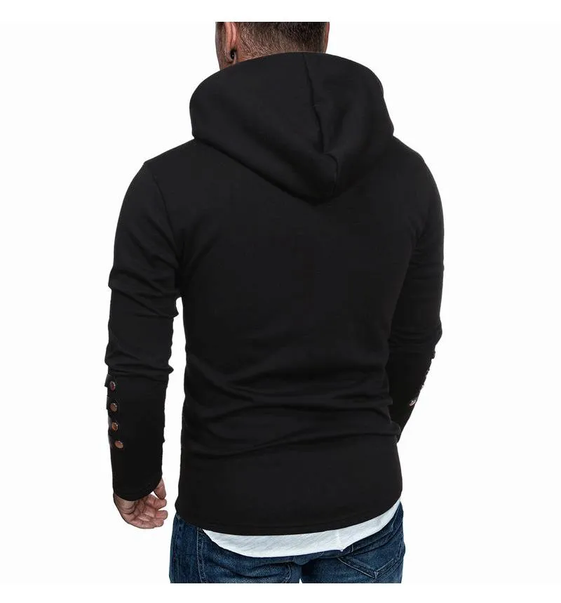 Leather Fashion Patchwork Hooded Sweatshirt 77073967YM