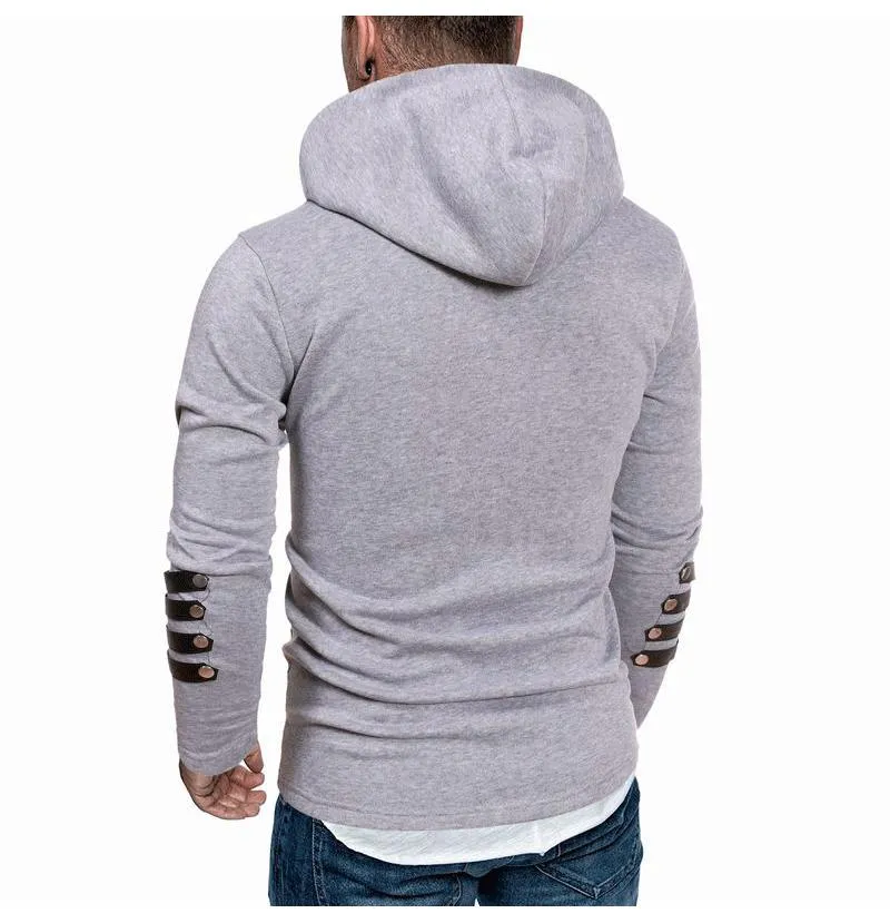 Leather Fashion Patchwork Hooded Sweatshirt 77073967YM