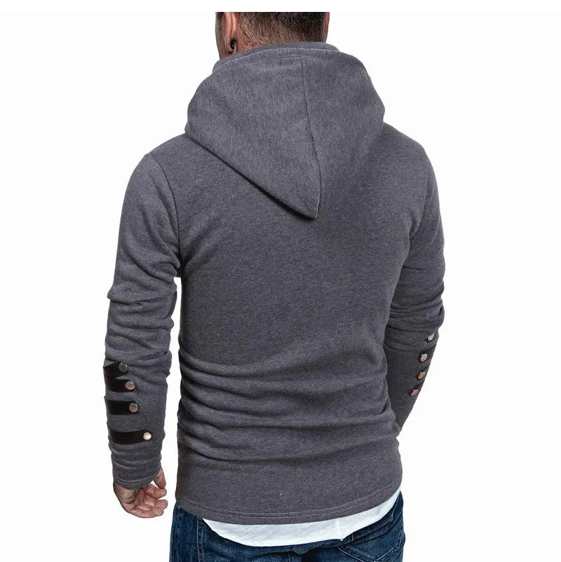 Leather Fashion Patchwork Hooded Sweatshirt 77073967YM