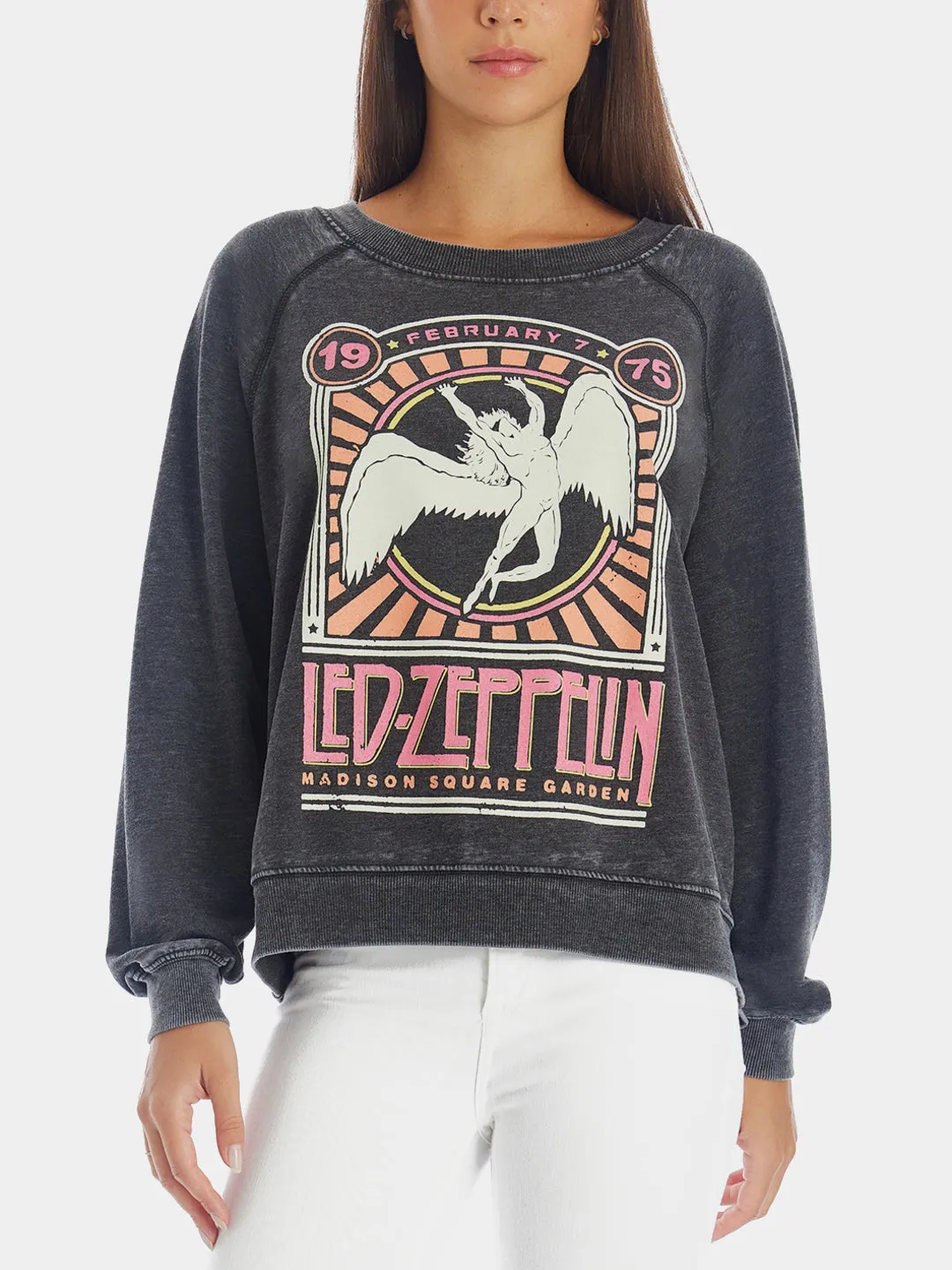 Led Zeppelin Inch1975Inch Acid Wash Sweatshirt