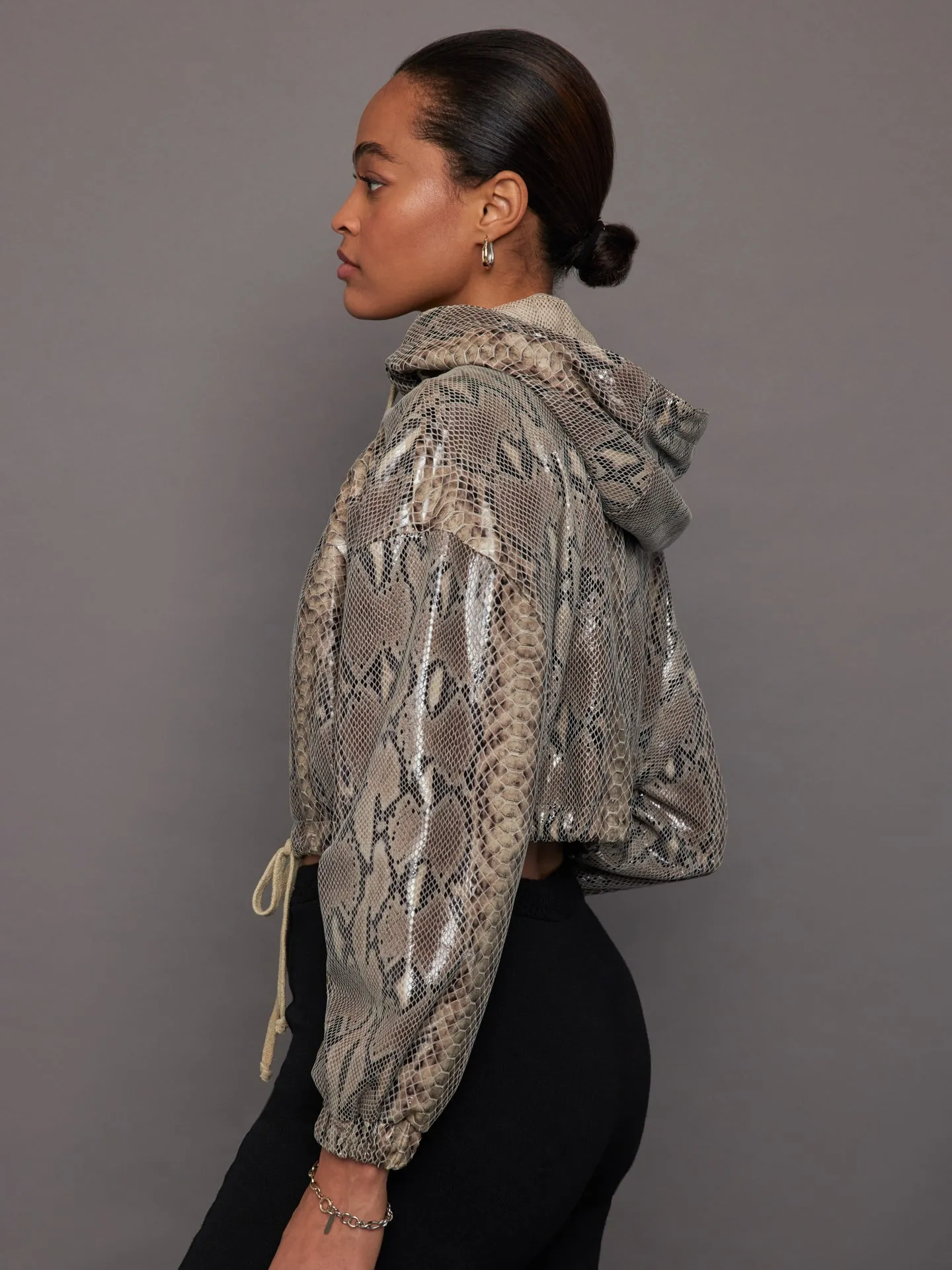 Leto Foil Print Snakeskin Hoodie Jacket - Snakeprint