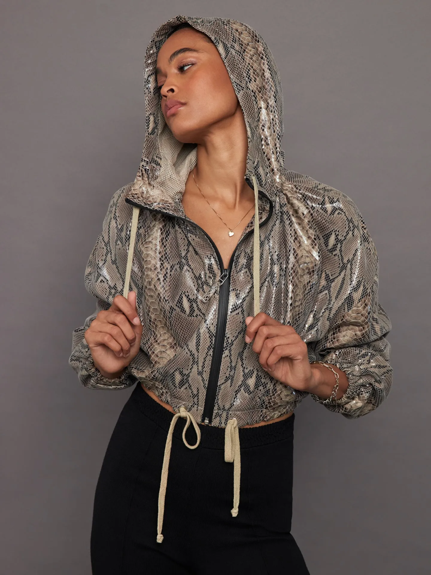 Leto Foil Print Snakeskin Hoodie Jacket - Snakeprint