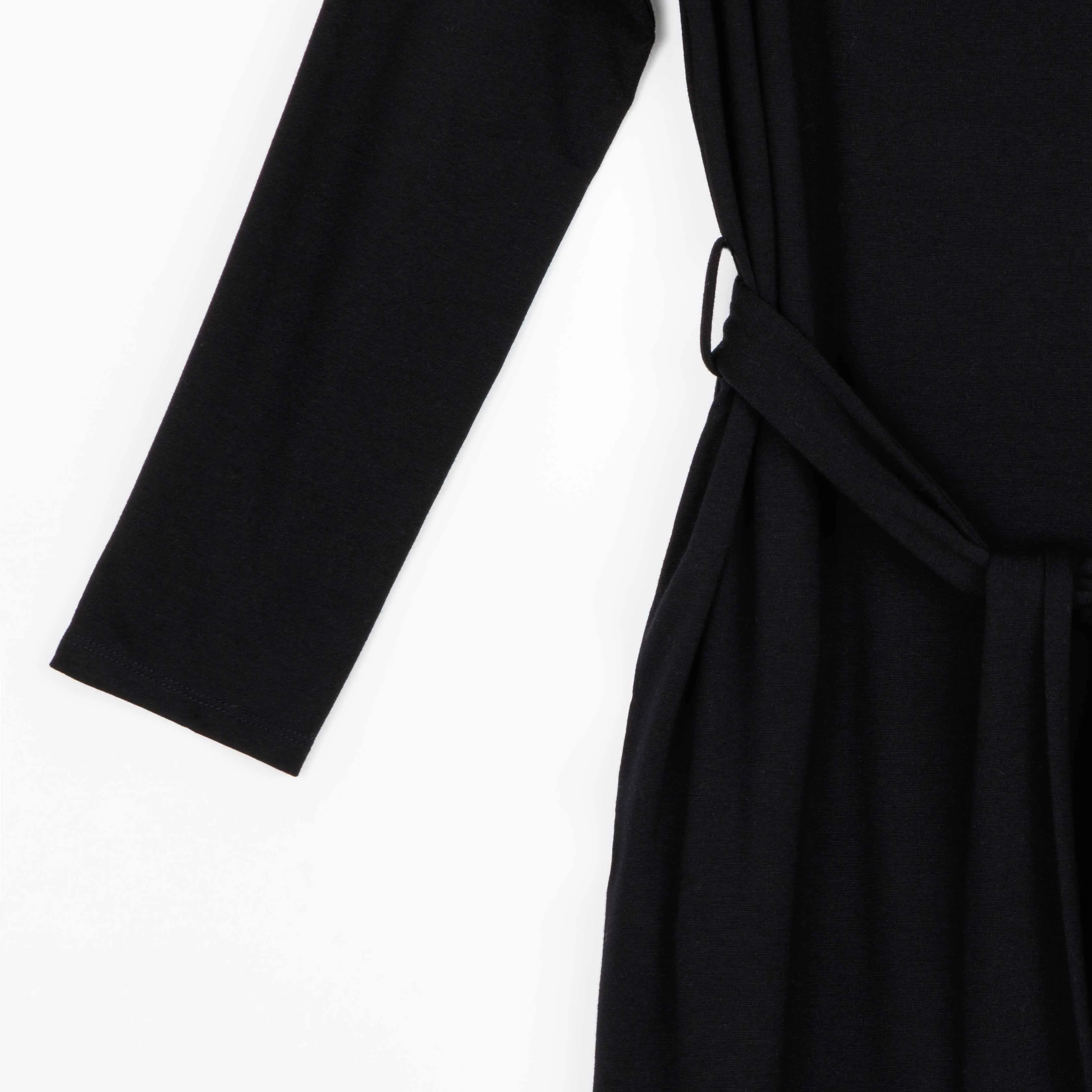 Lightweight Ponte - Tie Waist Pocket Midi Dress - Black - Final Sale!