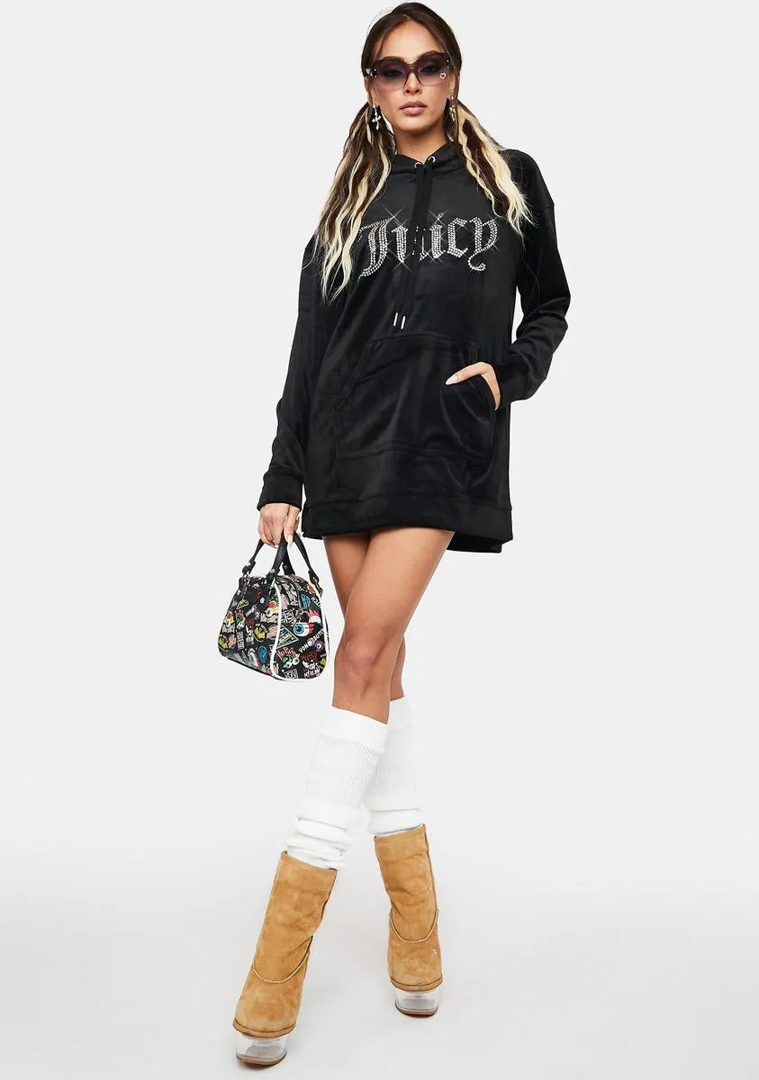 Liquorice Big Bling Velour Hoodie Dress