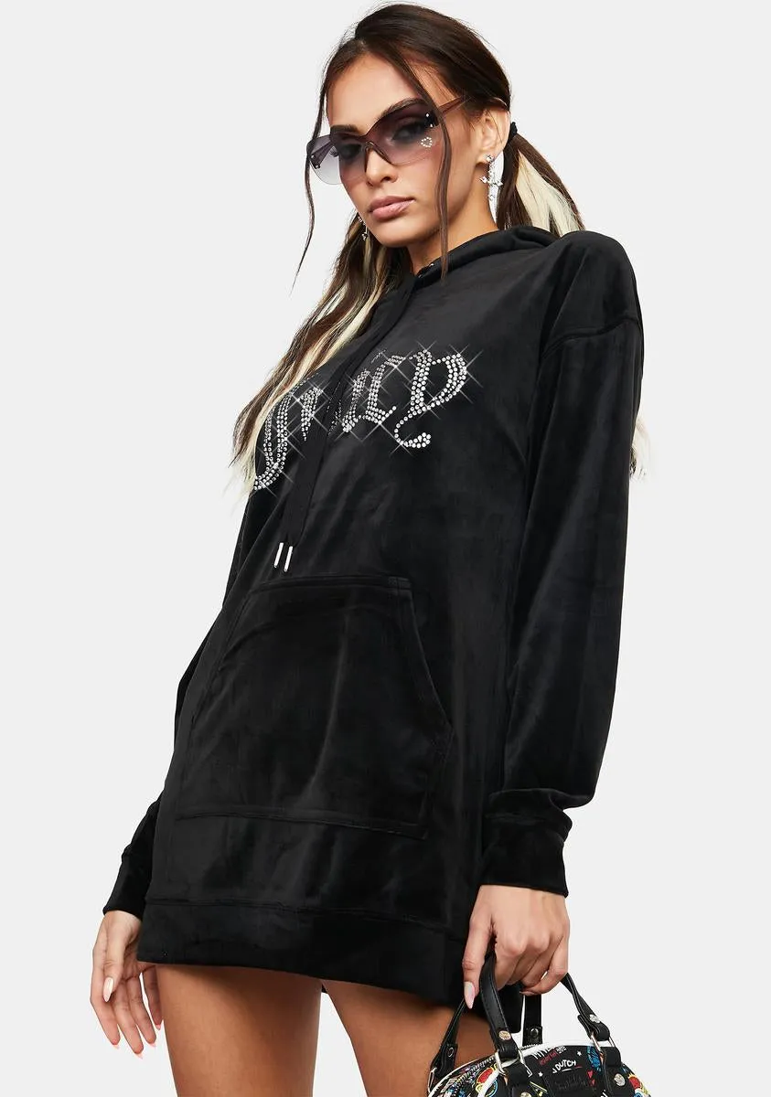 Liquorice Big Bling Velour Hoodie Dress