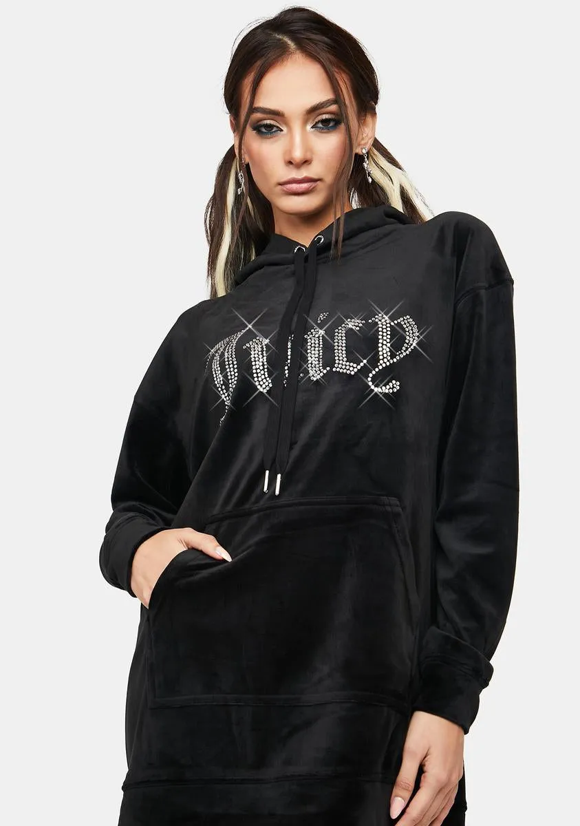 Liquorice Big Bling Velour Hoodie Dress