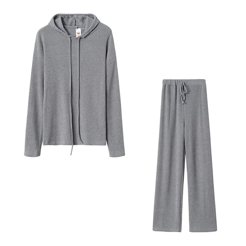 Long Sleeve Loose Hooded Casual 2 Piece Set