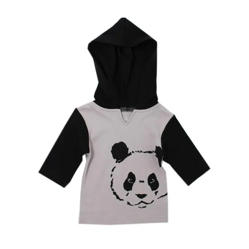 L'ovedbaby Organic Long Sleeve Hoodie (Light Gray Panda)